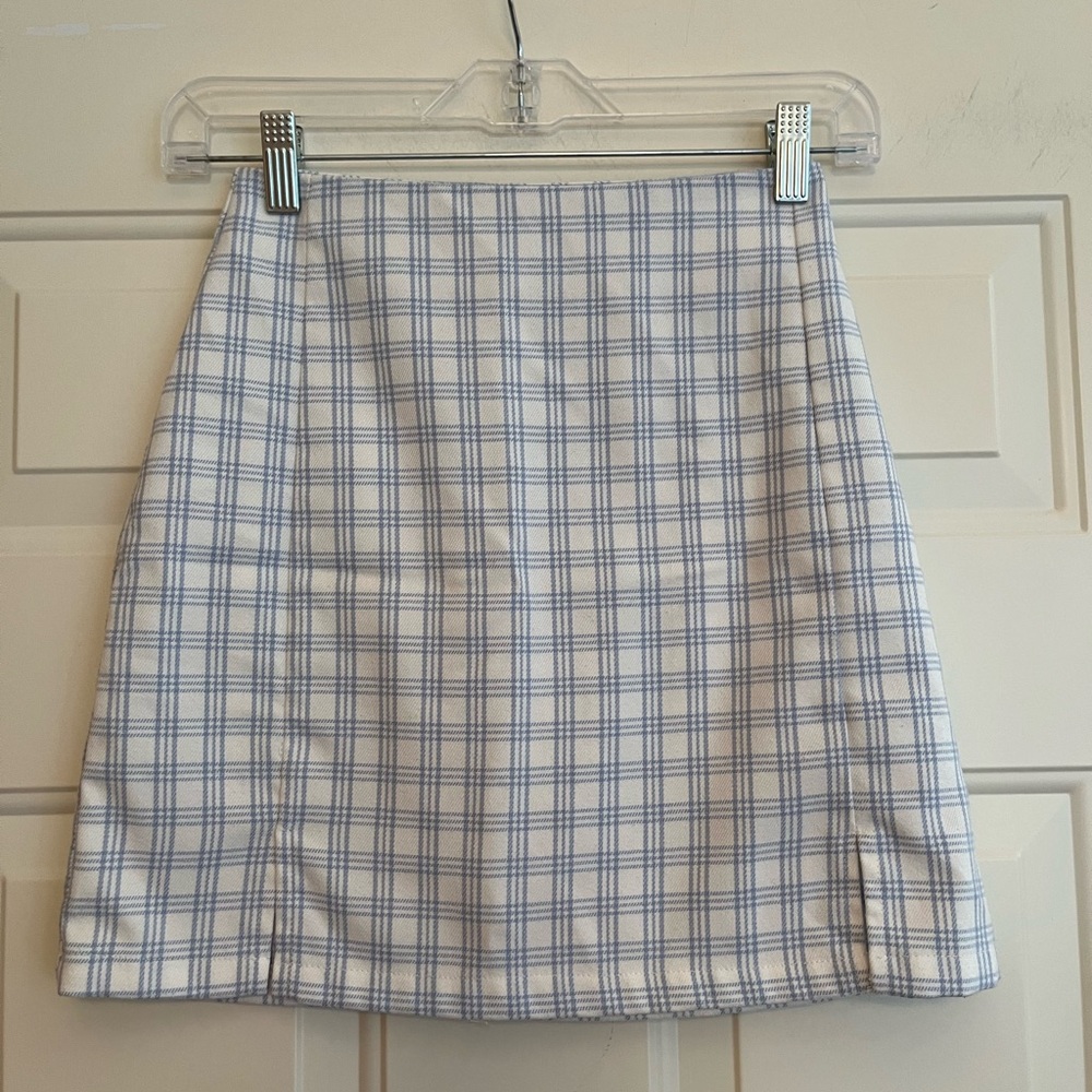 John Galt white and blue plaid Cara preppy mini skirt. Size 24
